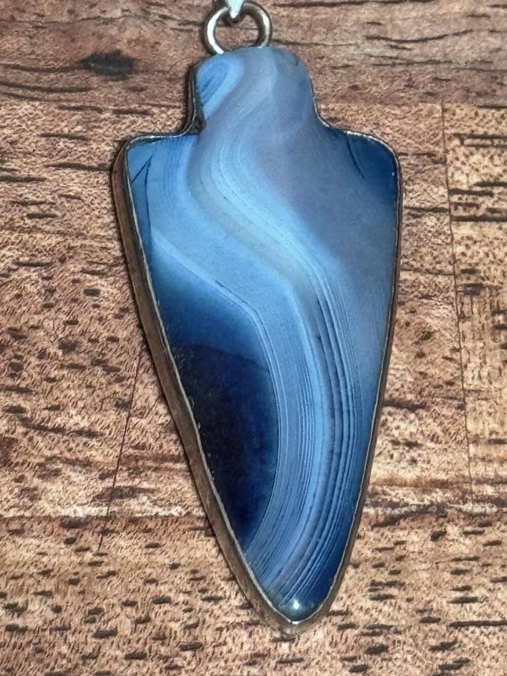 Blue Agate Arrowhead Necklace Pendant